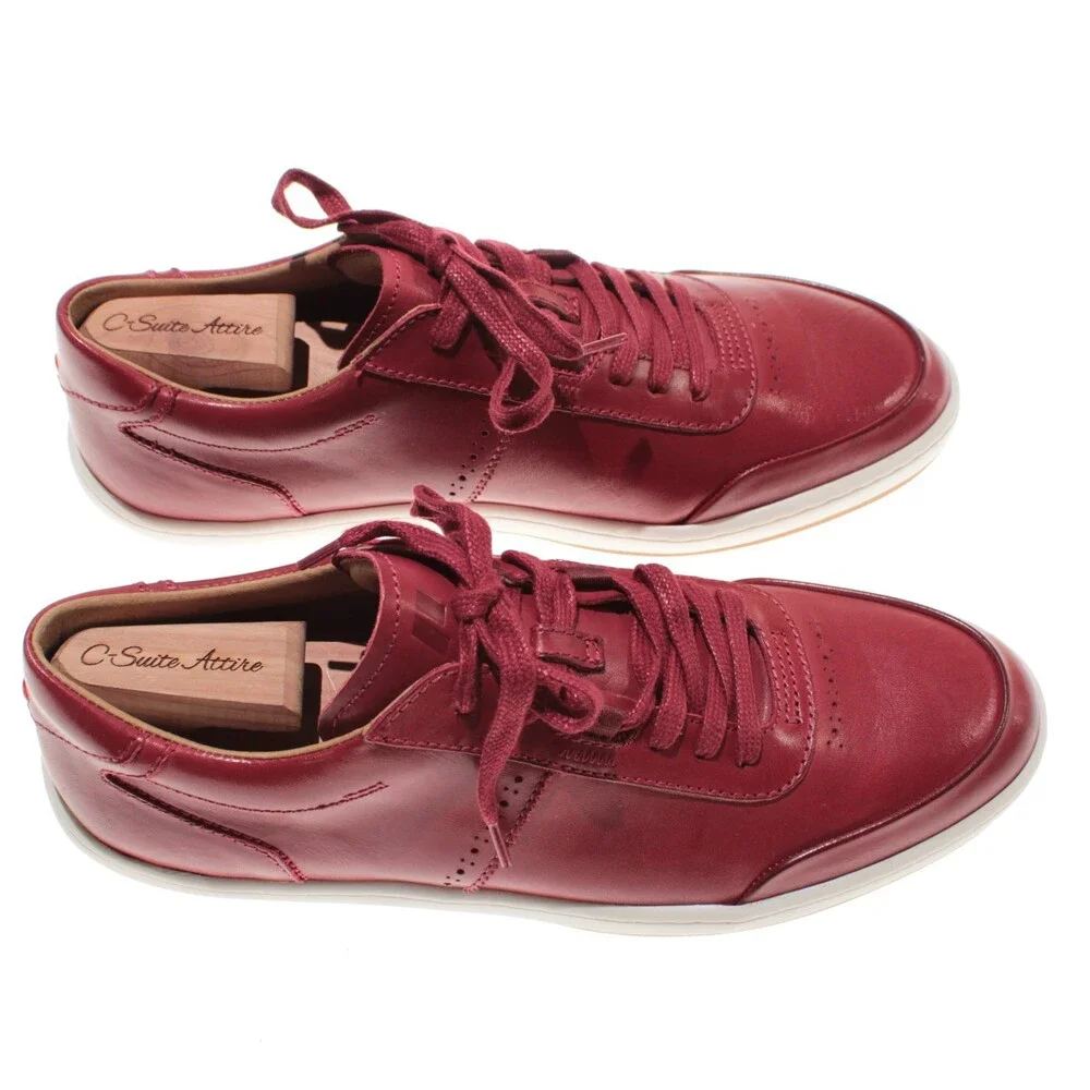 Piloti NWB Avenue Lace Up Driving Sneakers Size 9 US in Red Leather